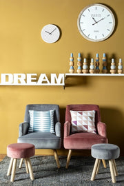 Adeline Holz Velvet Effekt Holzhocker 38H CM