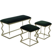 Grüne Samtmetallpuff mit 2 kleinen rechteckigen CM100x40.5H51.5