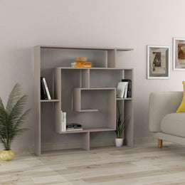 Bibliothek mit 5 Regalen, hellfarbene Mokka, 129x125x22 cm