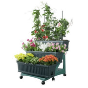 Kit von 3 Pflanzgefäßen auf drei Ebenen mit Green Bama Trolley