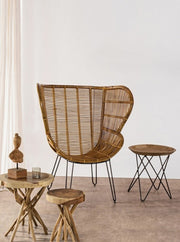 Holztisch und industrielles Stahl CM Ø50x50h cm