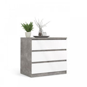 Como -Truhe der Schubladen 3 Schubladen weiß zwei Tonezementzement