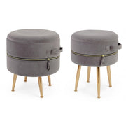 Set 2 Dark Pavlina Velluto Grey Velvet Effect Stool