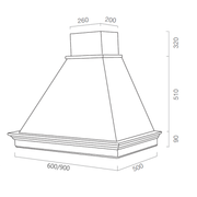 Mary aufstrebende Kapuze in weißer Edelstahl- und hölzerner Holzfarbe CM Color