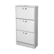 Moderner schlanker Schuhregal mit weißen Türen 63 x 24 x 120 h cm cm