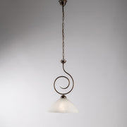 Goldbrauner Eisenkronleuchter ein leichter Lampenschirm in weißem Glas 32x H53 cm