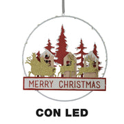 Ghirlanda Metall Wood geschrieben LED rot CM24X3.5x40.5