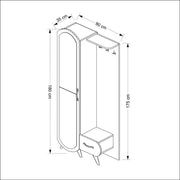 Walnusseingang mit Spiegeltür und Kerry 80x35xh.180 cm Schublade