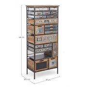 Schublade in Stahl neunzehn Schubladen Anthrazit Workshop 59x33.5x H146 cm