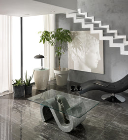 Transparent-Grau-Tabelle 70 cm x 120 cm H. 36 cm