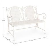 Zwei -Seter -Faltbank in White Steel Emily 115x60x H92 cm