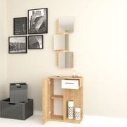 Eingangsmöbel mit Spiegel 1 Tür 1 weiße Eichenschublade 60x35xh.186 cm