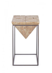 Stahlhocker in Tannenholz Sitz Prisma 31x31xh.55 cm