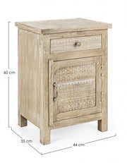 Bettbett 1 Tür und 1 Mayra natürliche Holzschublade