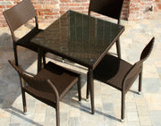 Polyrattan Tisch Adila Walnut Square mit Glas CM90x90xH77