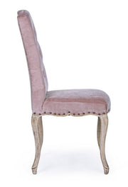 Klassiker Stuhl Holz Samt rosa Diva 51 x 53 x 99 cm
