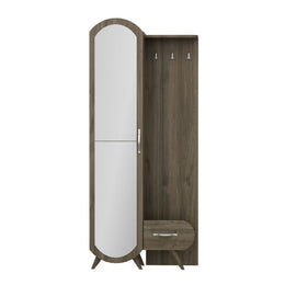 Walnusseingang mit Spiegeltür und Kerry 80x35xh.180 cm Schublade