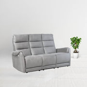 3 -Seerer -Sofa mit 2 elektrischen Liegen in hellgrauem Nabuk 187 x 98 x 109 cm