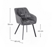 2x Fabric Stuhl 60 cm x 55 cm H. 79 cm