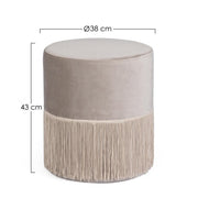 Pouf Leilani hellgrauer Samteffekt D38 cm
