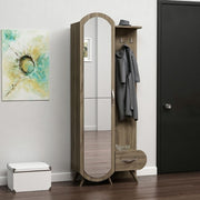 Walnusseingang mit Spiegeltür und Kerry 80x35xh.180 cm Schublade