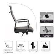 Folkvan Office Sessel mit schwarzer Öko -Leder -verchromter Basis