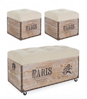 Set von 3 Poufs in MDF Beige Tavel Paris