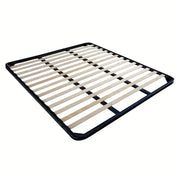 Doppelbett bogen grauer Stoffbehälter