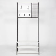 Weißes Nomad -Eingangsregal 5 Haken Biegung L 78 x P 30 x H 182 cm