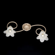 Deckenlicht in goldenen Eisenblumen Zwei Lichter Paralumi 56x26x H17 cm