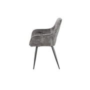 Senna Senna Velvet Grey Chair mit moderner Schwarzmetallstruktur