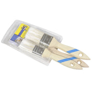 Set von 3 Pinsel mit Holzgriff mit eleganten braunen und blauen Farbtönen