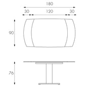 Weiß erweiterbarer Tabelle 90 cm x 120-180 cm H. 76 cm