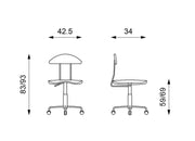 Blauer Polypropylenstuhl 34x42.5x83/93H CM