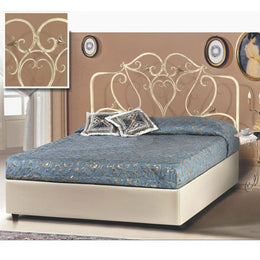 Doppelbett mit Eisenkopf und Elfenbeinbehälter 172x202xh.140 cm