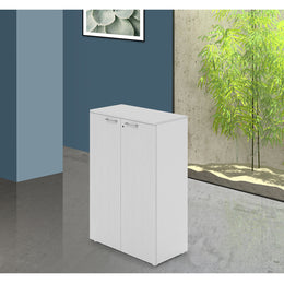 Büroschrank Zwei Türen mit weißem Schloss weiß H129x90x45 cm