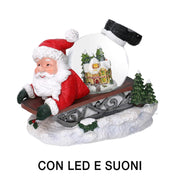 LED Glass Ball Resin Santa Claus Slips mit Musik CM19.5x12.5H18