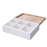 Holzhalterbox 6 Rechteckige weiße Kompartimente CM24X16H7
