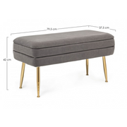 Dunkelgraue Behälterbank mit Füßen 79,5 x37,5 x 42H cm