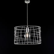 Kronleuchter in Industrieaufhängung in silberweißem Eisen A 41x H29 cm Licht