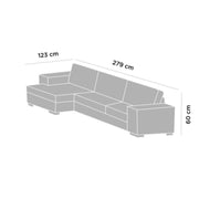 Sofa mit reversibler Halbinsel in Holz- und Turtledeer -Stoffwacholder 279x123x H60 cm