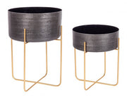 Set 2 Schwarzhalter im Designstil -Aluminium