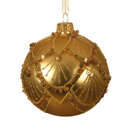 Weihnachtskugel Goldfarbe mit Reliefdekorationen Ø8 cm