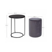 Moderne kombinierte Set von Tavolino-Pouf Annika dunkelgrau