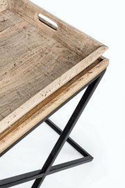 Probieren Sie Tisch mit Track -Track in einem nobilierten Holz 55x45x66h cm