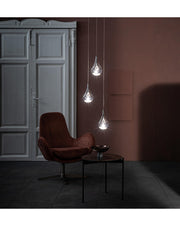 Suspensionslampe in Glas- und rosa Metallperlen Sts