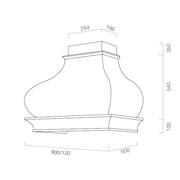Haube aufstrebende Bombenangriffe in Edelstahl und 120 cm Farbe Holzrahmen