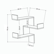 Luksa Corner Bücherregal Eiche 3 Stufen Gewicht Kapazität 20 kg H 90 x P 22 x l 60 cm