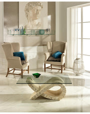 120 x 70 glänzendem Faden -Tischglas Tisch - transparent