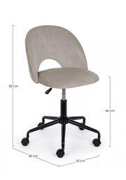 Tortora Office Chair in Samt und Stahlbasis